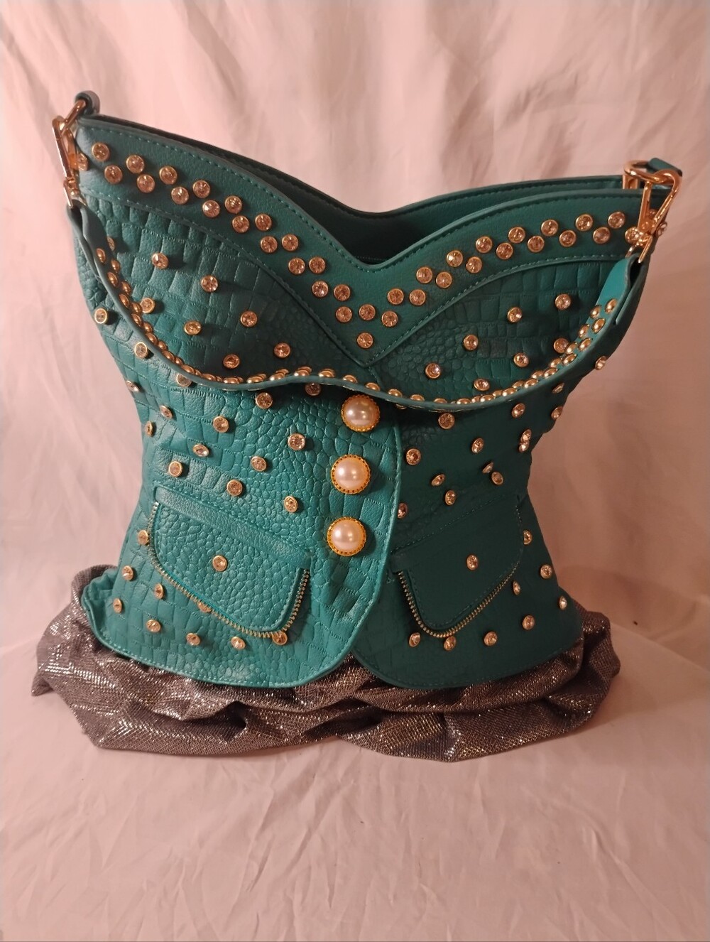 Handbag Express Corset Pearl/Rhinestones Hobo Purse